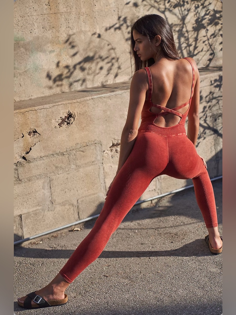 FP MOVEMENT by free people Good Karma Onesie Rust Red XS/S NWOT NO EXTERIOR LOGO - Picture 3 of 9